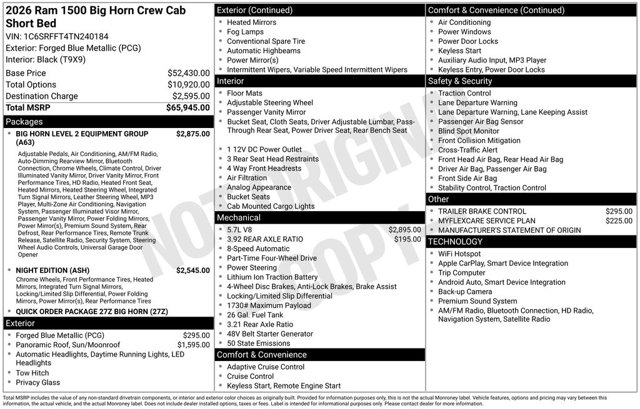 2026 Ram 1500 Big Horn