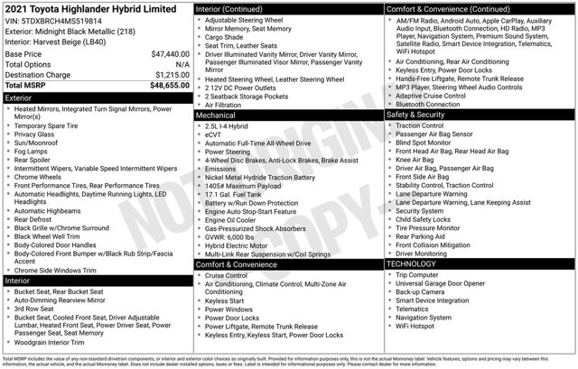 2021 Toyota Highlander Hybrid Limited