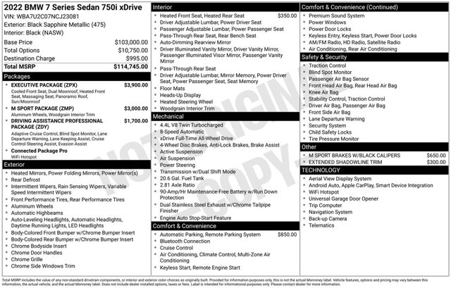 2022 BMW 7 Series 750i xDrive