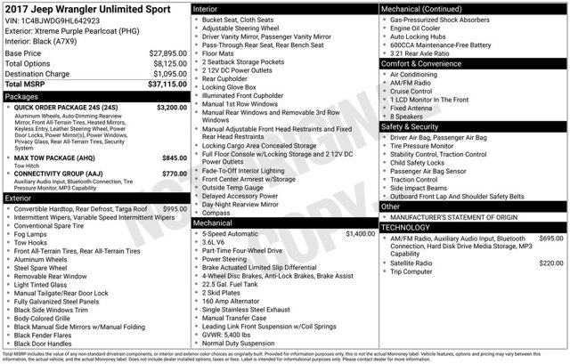 2017 Jeep Wrangler Unlimited Sport