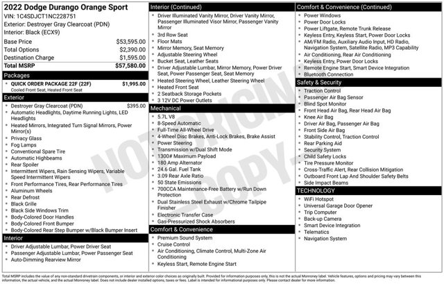 2022 Dodge Durango Orange Sport