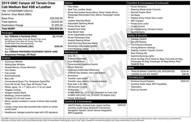 2019 GMC Canyon 4WD All Terrain w/Leather